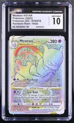 Mewtwo VSTAR (Rainbow) #86 — Pokemon GO — PSA 10