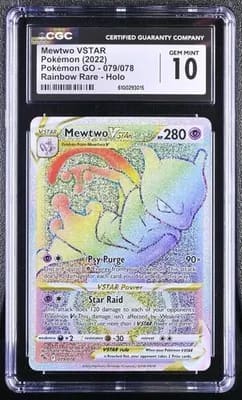 Mewtwo VSTAR (Rainbow) #86 — Pokemon GO — PSA 10