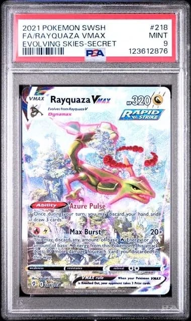 Rayquaza VMAX (Alt Art) #218 — Evolving Skies — PSA 9